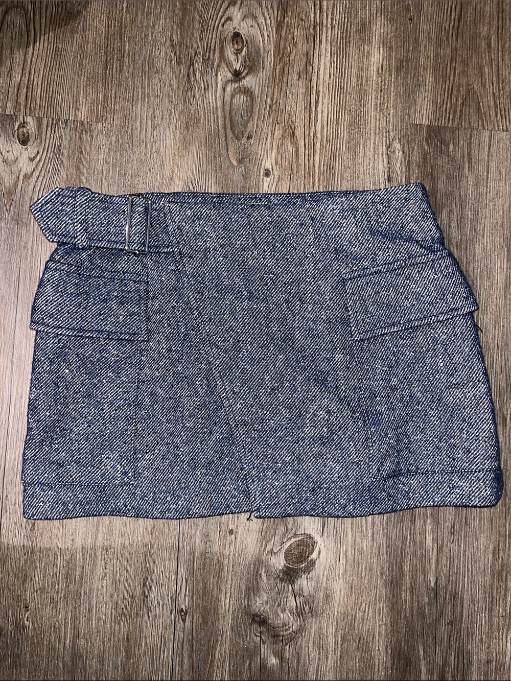 A.L.C. Blue Tweed Belted Mini Skirt